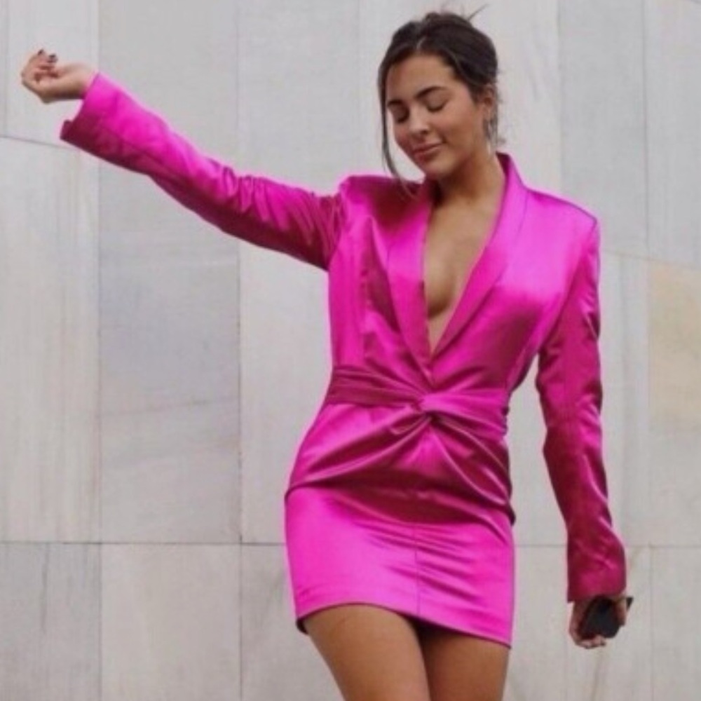 NWT Zara Vibrant Pink Satin Mini Dress